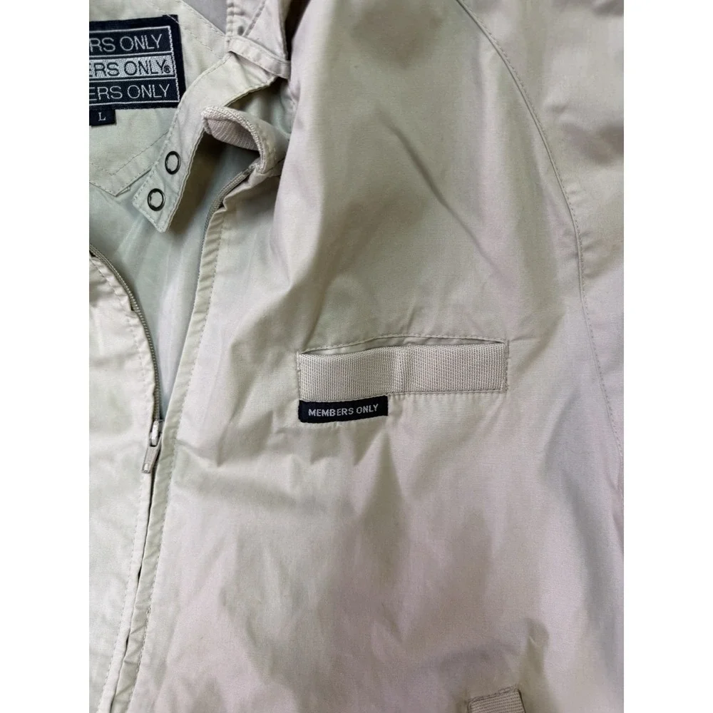 Members Only Men's Jacket Large Beige Full Zip Lightweight Bomber Windbreaker L